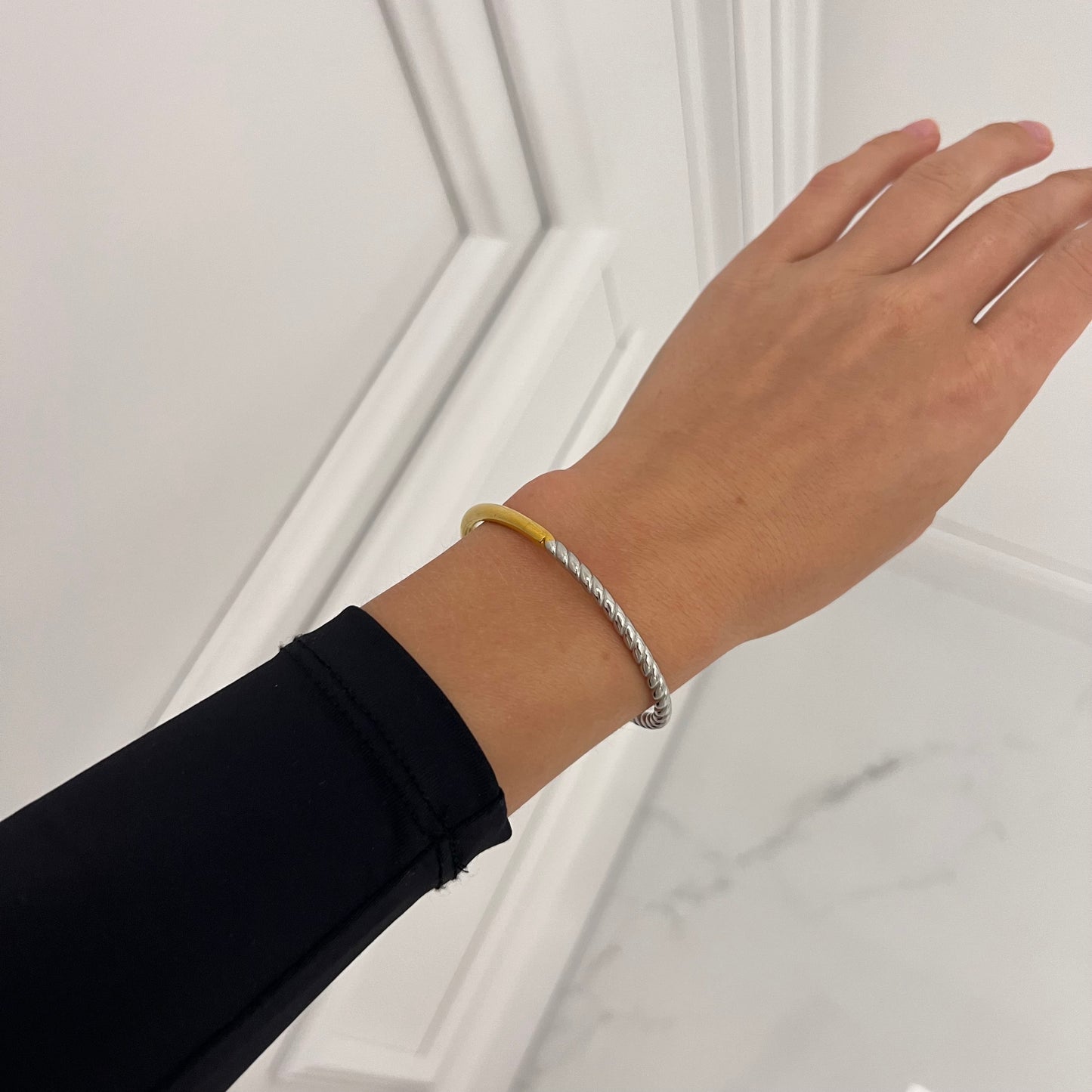 Half Gold Twisted Bangle