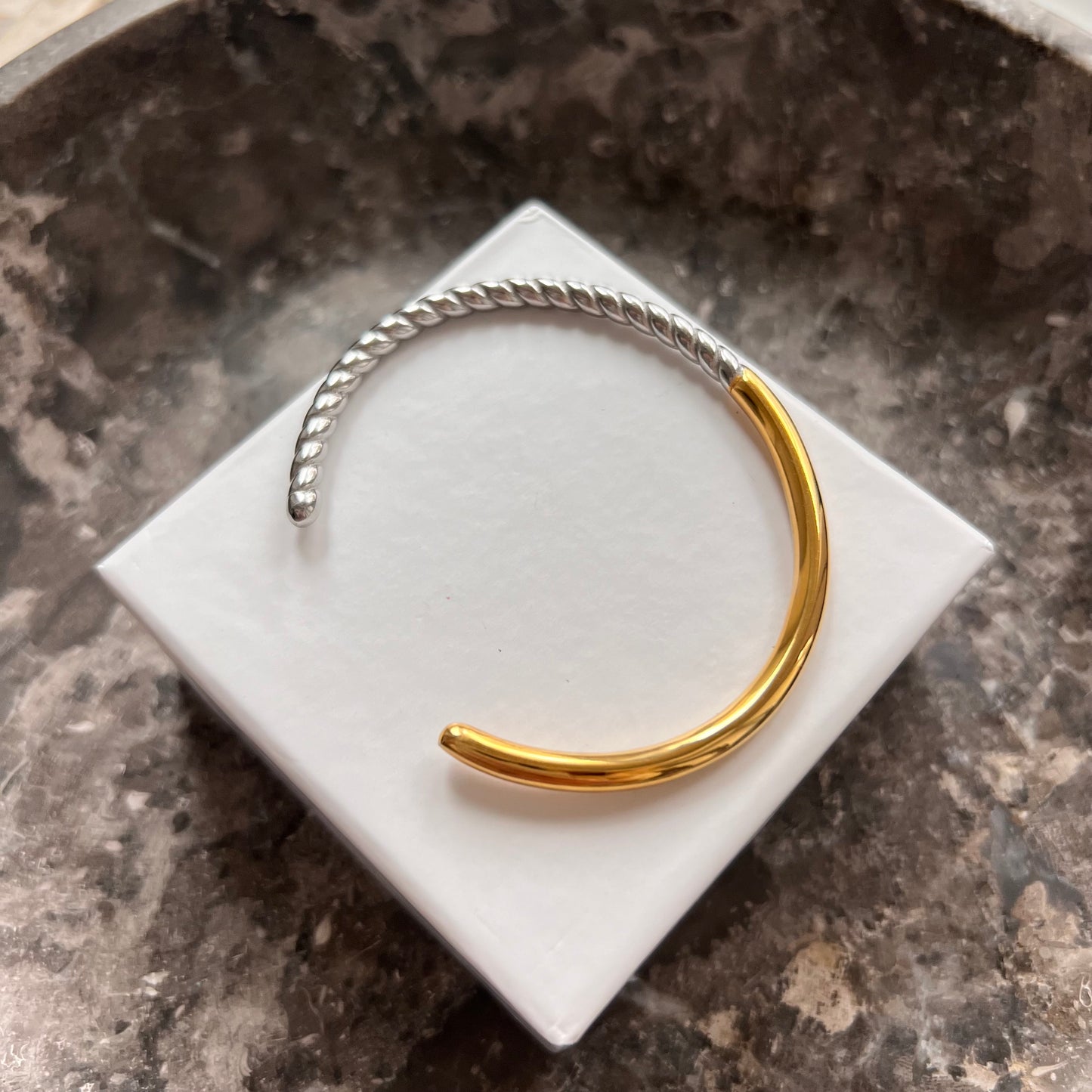 Half Gold Twisted Bangle