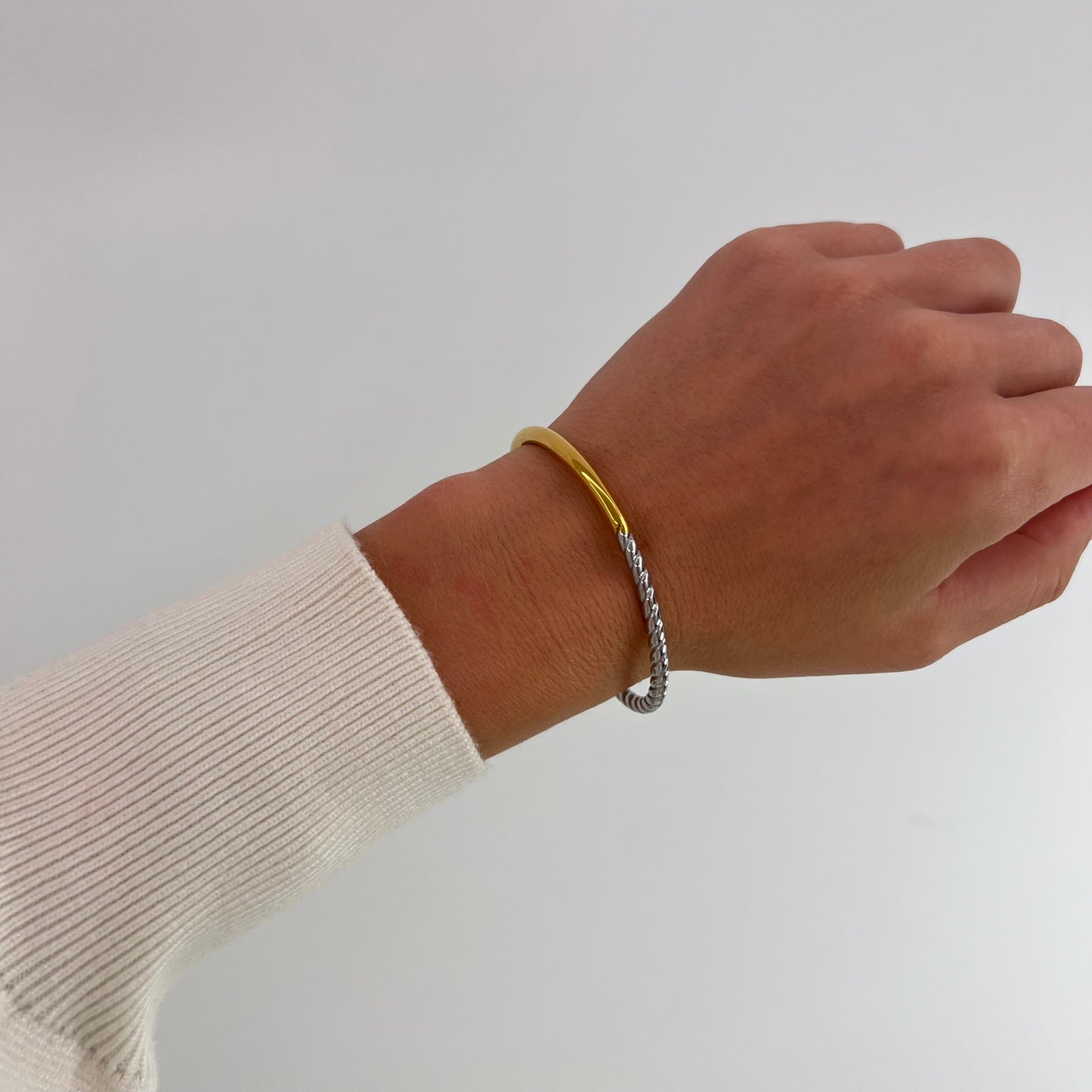 Half Gold Twisted Bangle