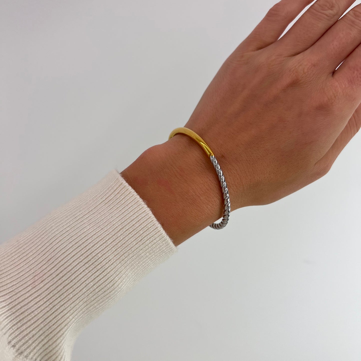 Half Gold Twisted Bangle