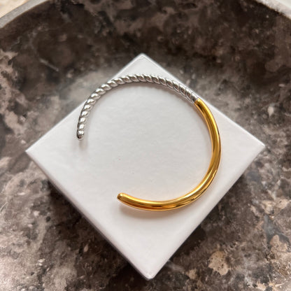 Half Gold Twisted Bangle
