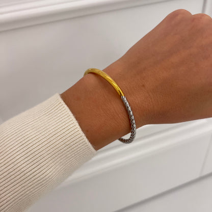 Half Gold Twisted Bangle