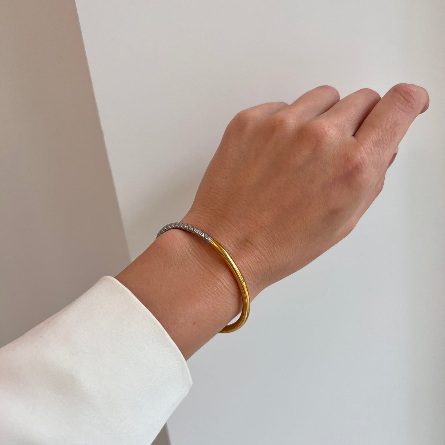 Half Gold Twisted Bangle