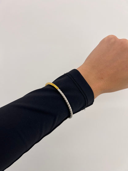 Half Gold Twisted Bangle