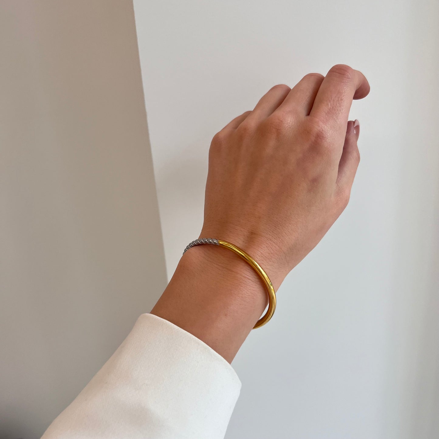 Half Gold Twisted Bangle