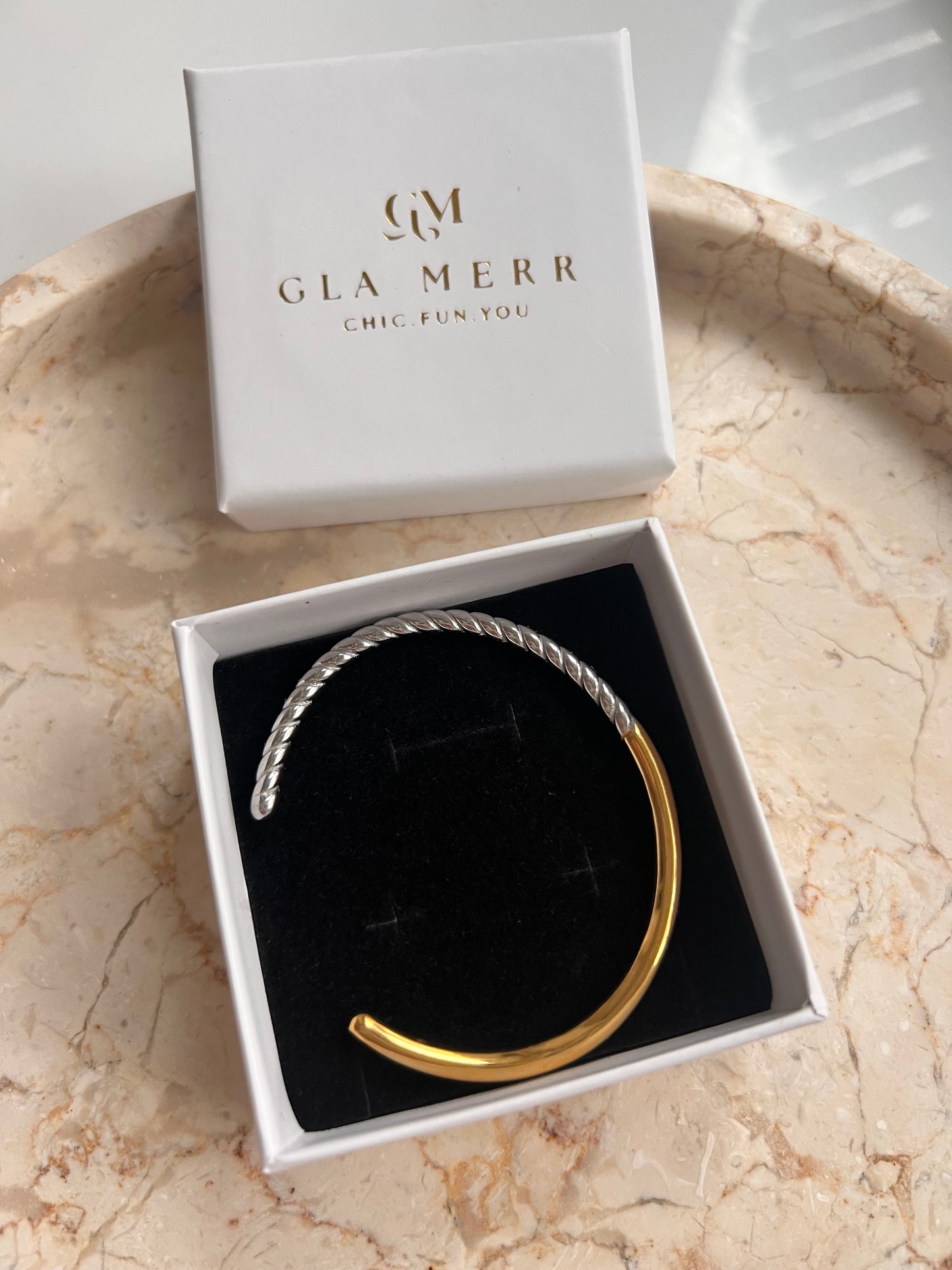Half Gold Twisted Bangle
